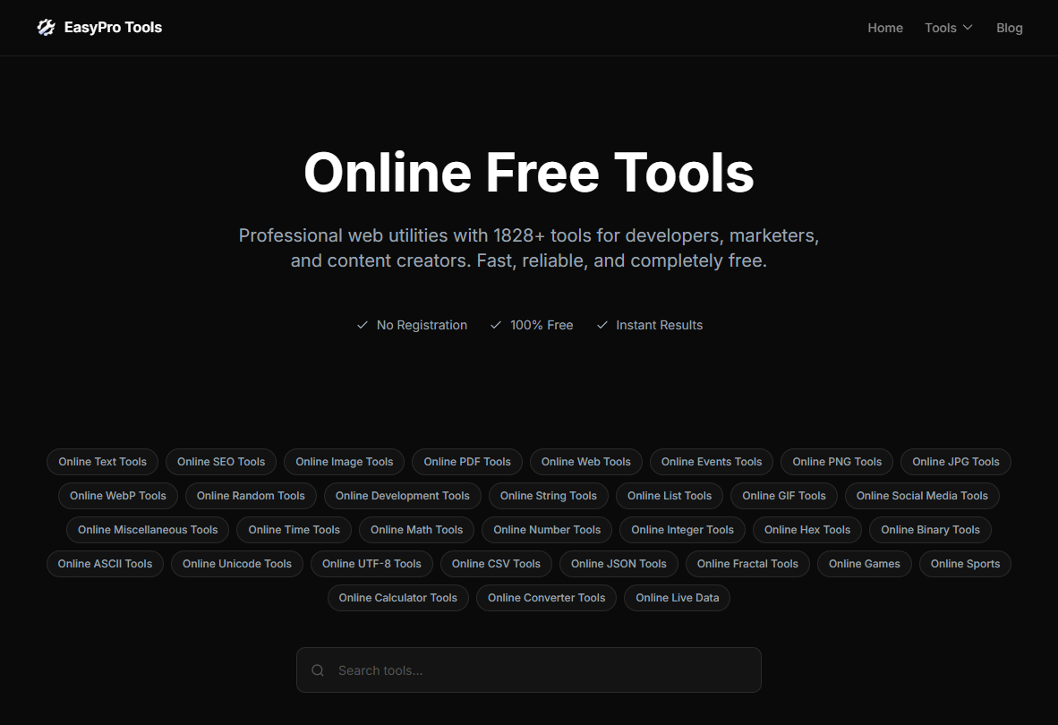 EasyPro Tools - Free Online Developer & SEO Utilities